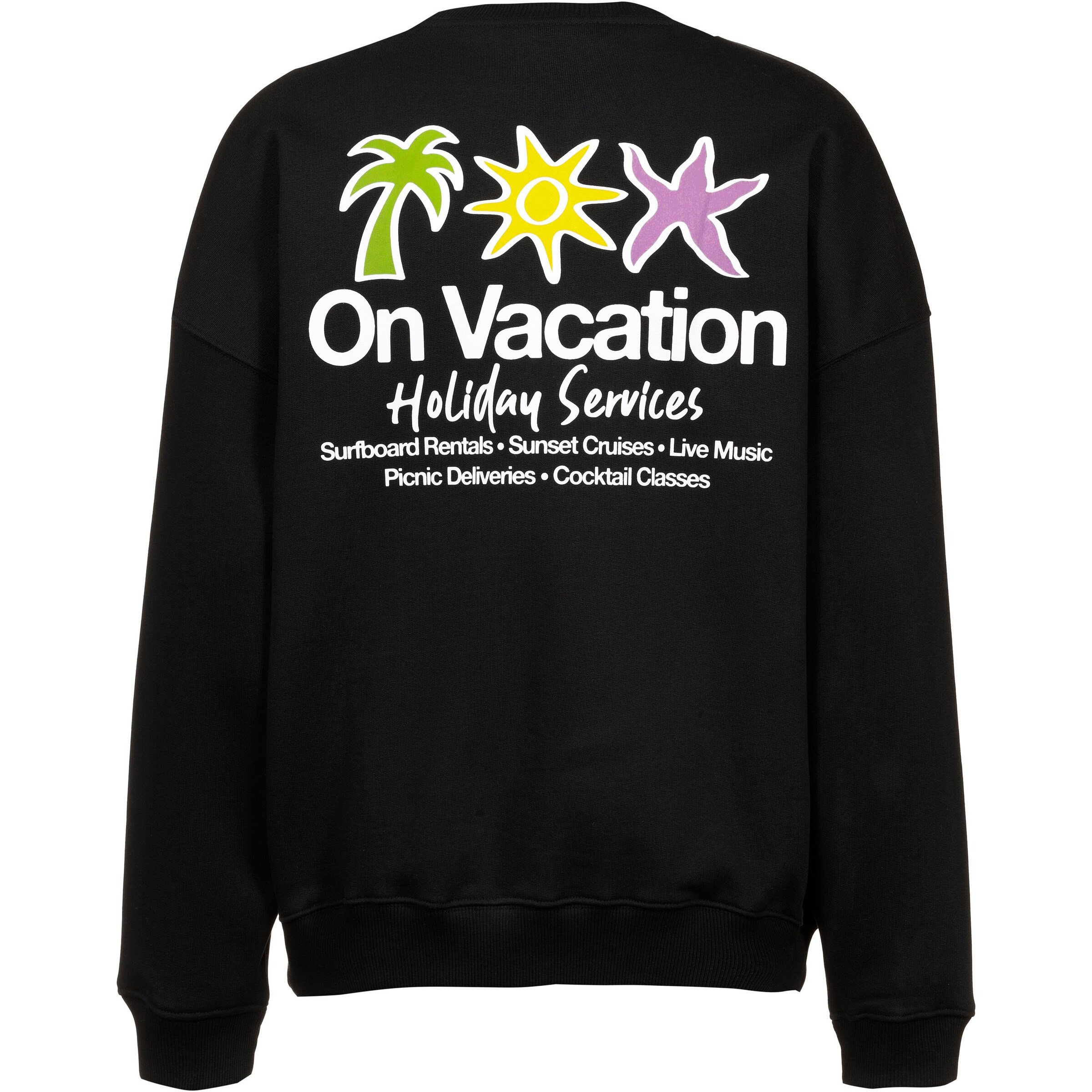 On Vacation Sweatshirt 'Holiday Service' in Schwarz: Vorderseite
