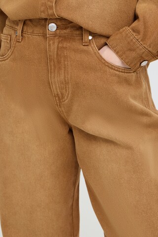 Pulz Barrel Jeans in Brown