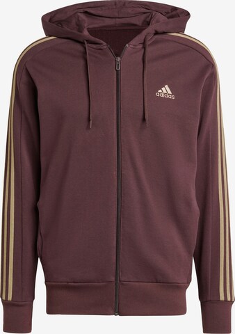 ADIDAS SPORTSWEAR Athletic Zip-Up Hoodie 'Essentials French Terry' in Brown: front