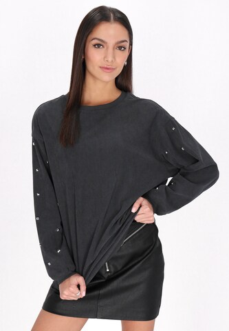Sweat-shirt 'Fashion Look' myMo ROCKS en gris : devant