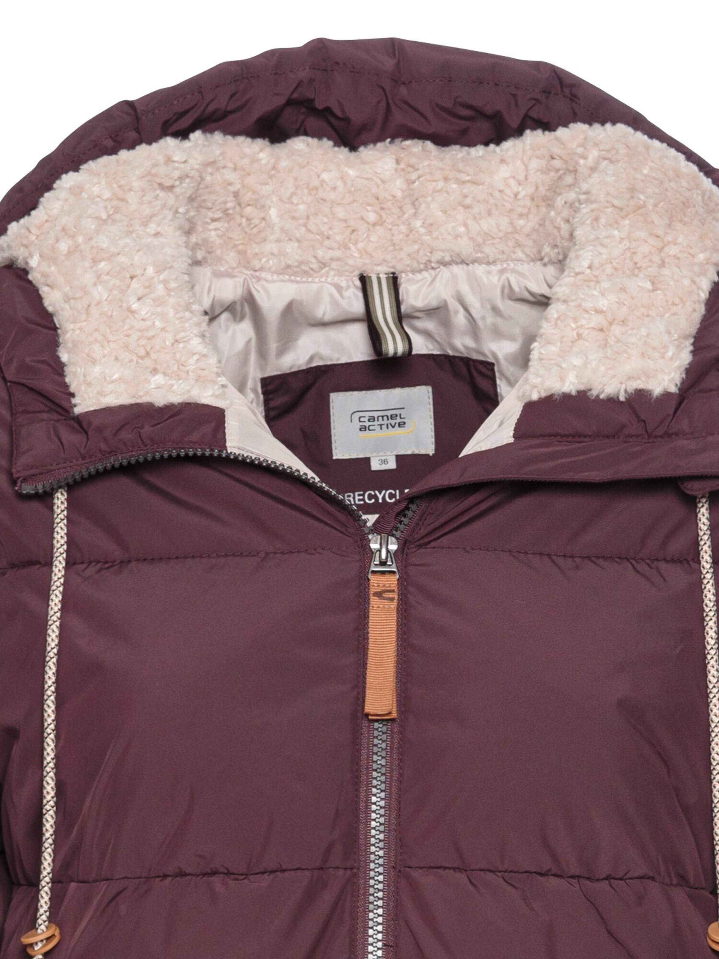 CAMEL ACTIVE Langer Puffermantel mit gefütterter Kapuze in Rot