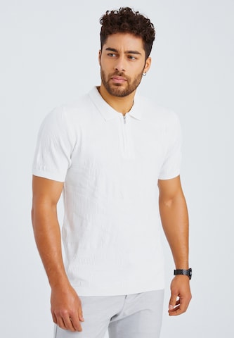 Leif Nelson T-Shirt Feinstrick Polo in Weiß