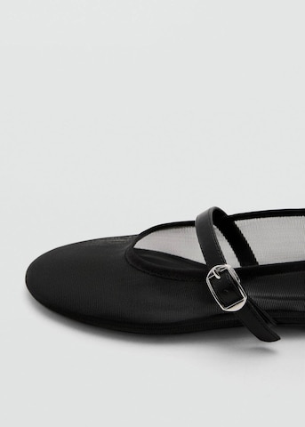 MANGO Ballet Flats with Strap 'Bruma' in Black