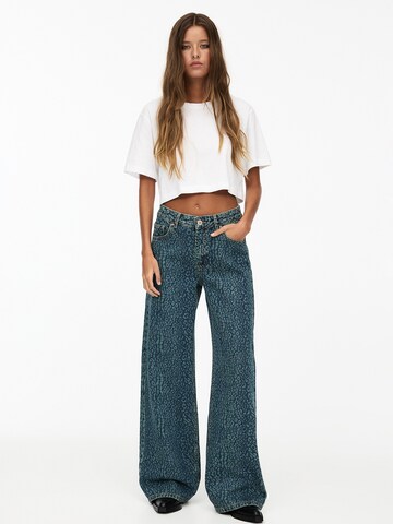 Pull&Bear Широки крачоли Дънки в синьо