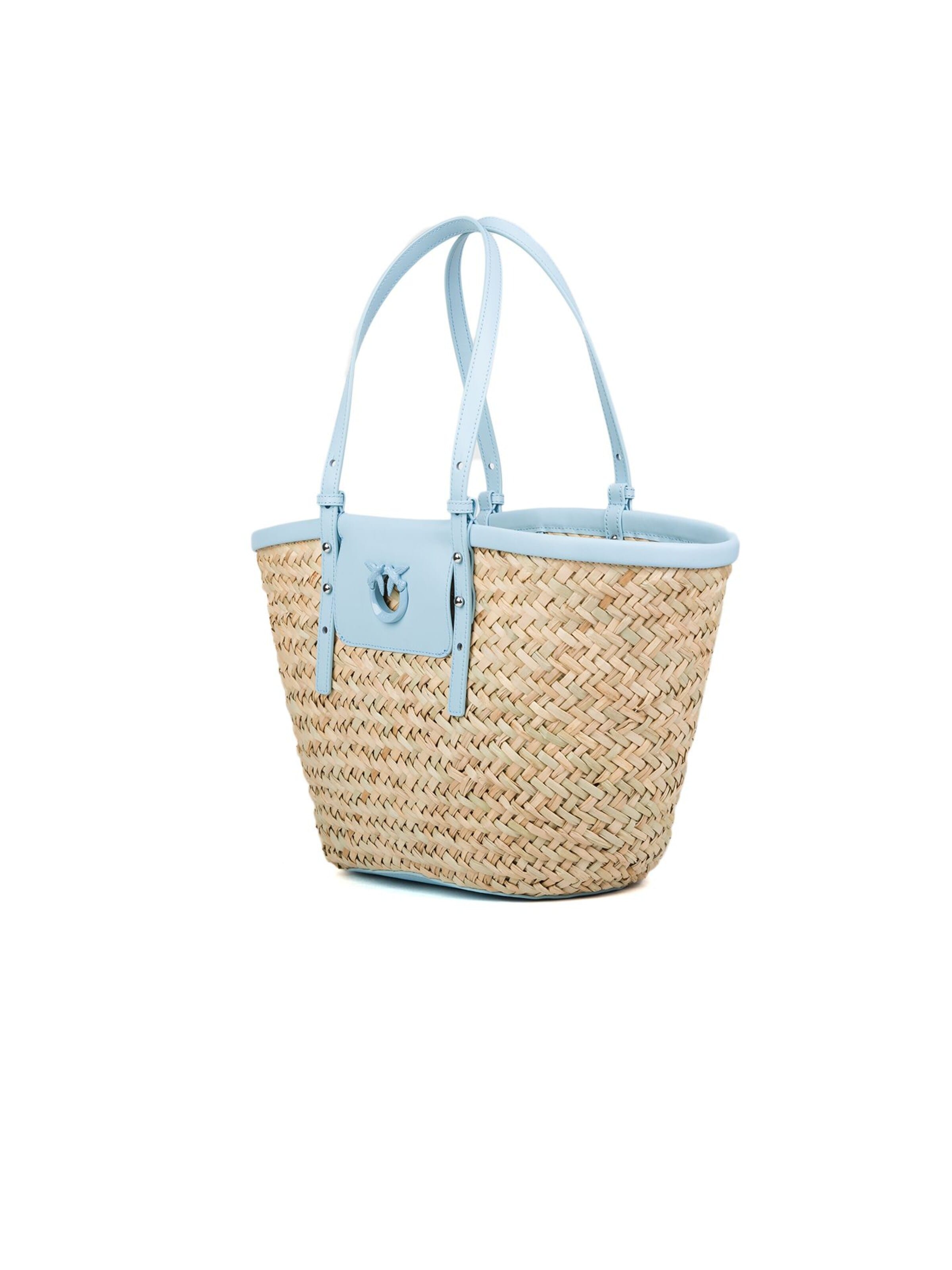 PINKO Handbag 'Love Summer Basket Rafia + Vit' in Beige