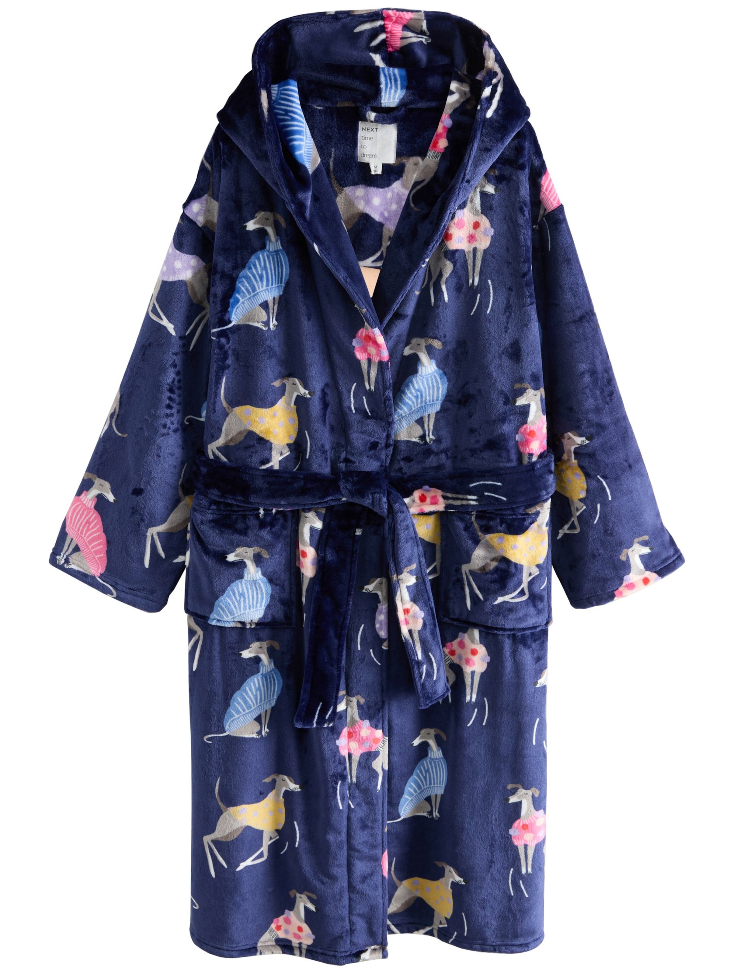 Next Long Bathrobe in Navy / Light blue / Yellow / Pink, Item view