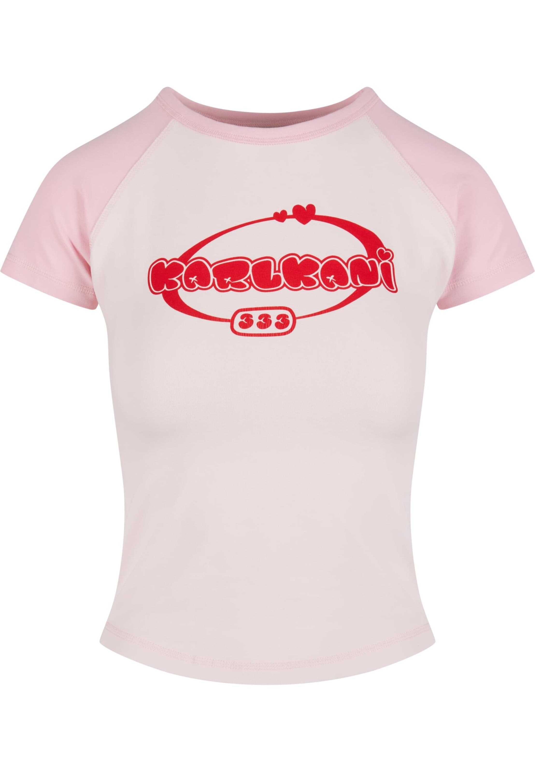 Karl Kani Футболка 'Woven Signature Heart Tiny' в Ярко-розовый: спереди