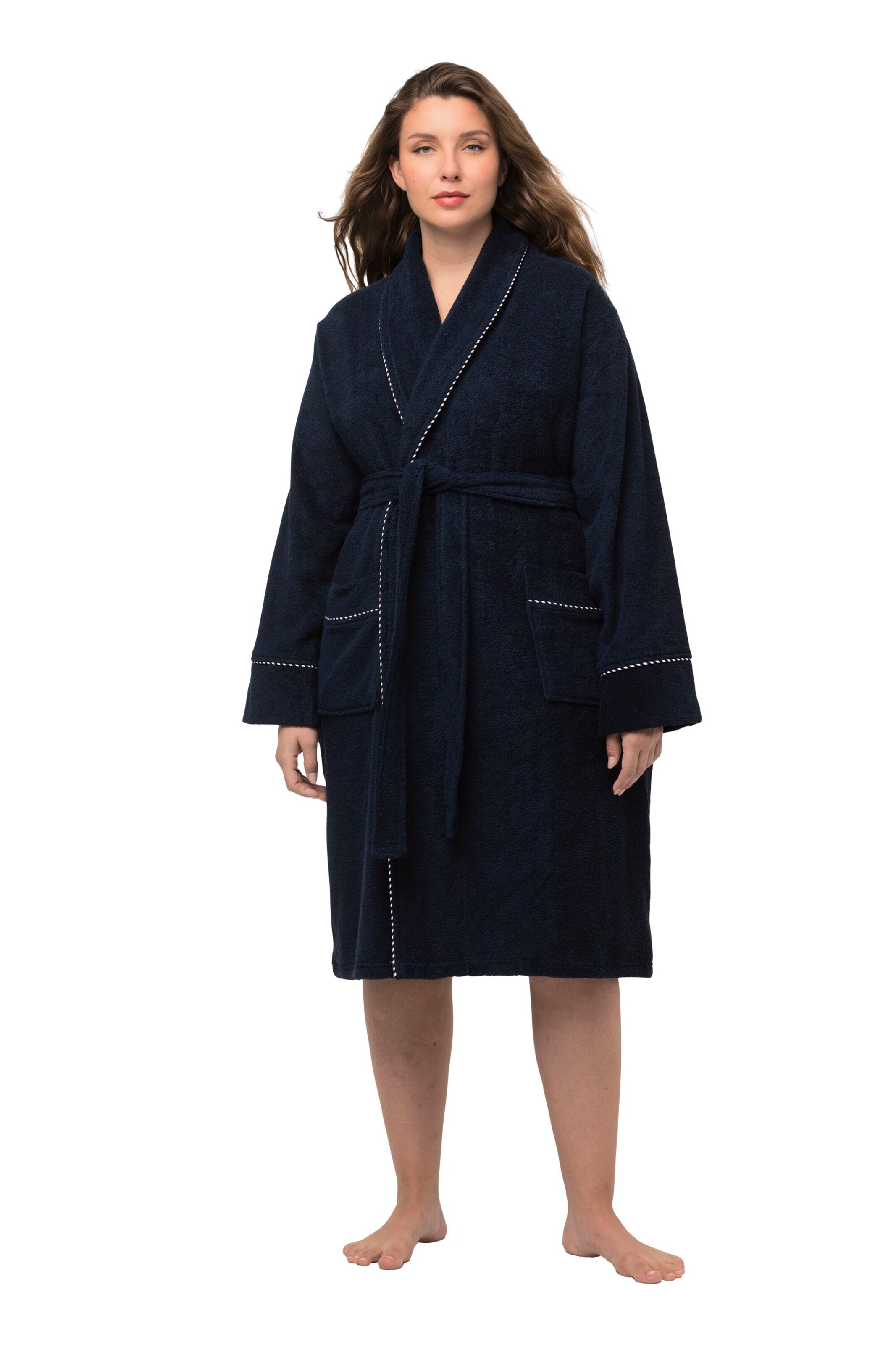 Ulla Popken Badjas kort in Blauw