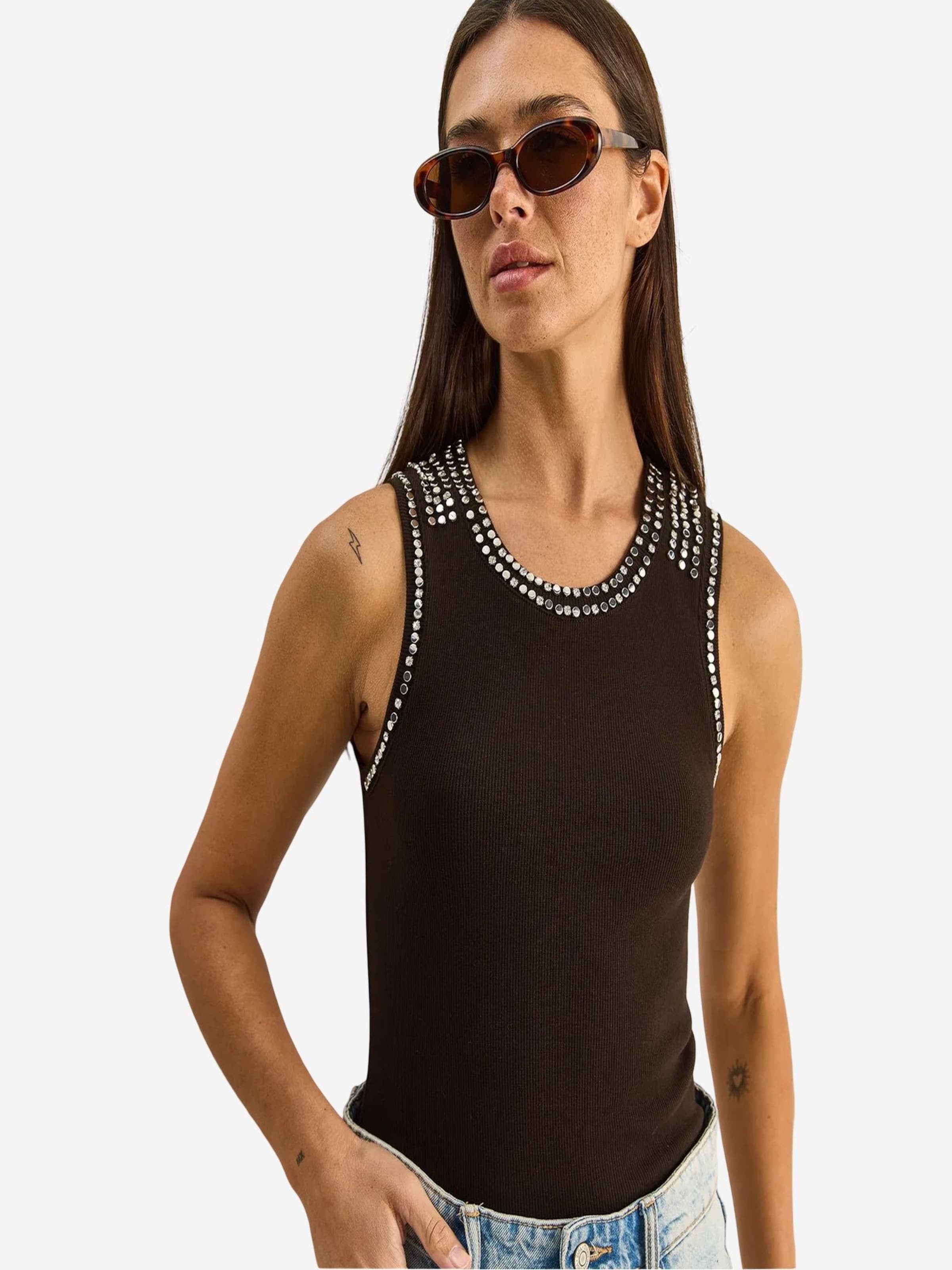 Bianco Lucci Blouse in Brown: front