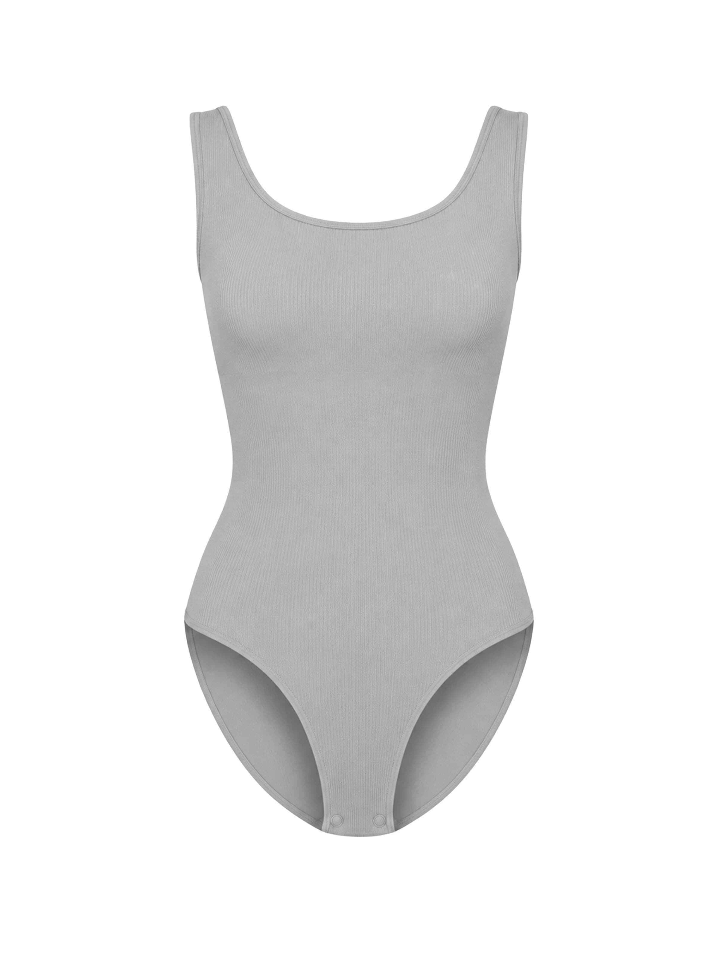 cfab Body 'Ribbed Tank Sculpting Bodysuit with Slip' in Grijs: voorkant