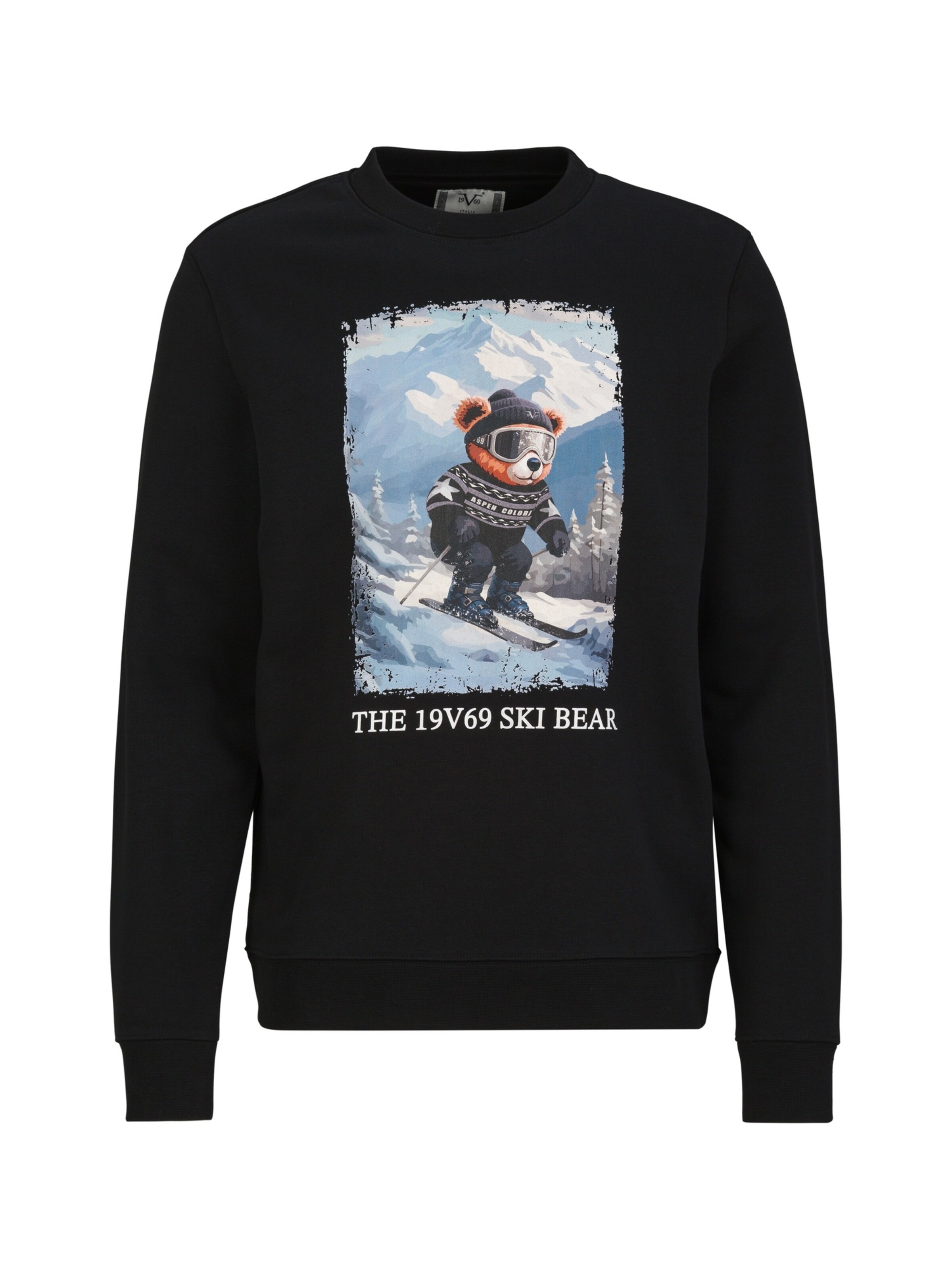 19V69 ITALIA Sweatshirt ' Nico Wintersports 2 ' in Black: front