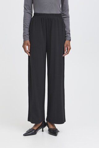 ICHI Wide Leg Hose 'IHLinna' in Schwarz: Vorderseite
