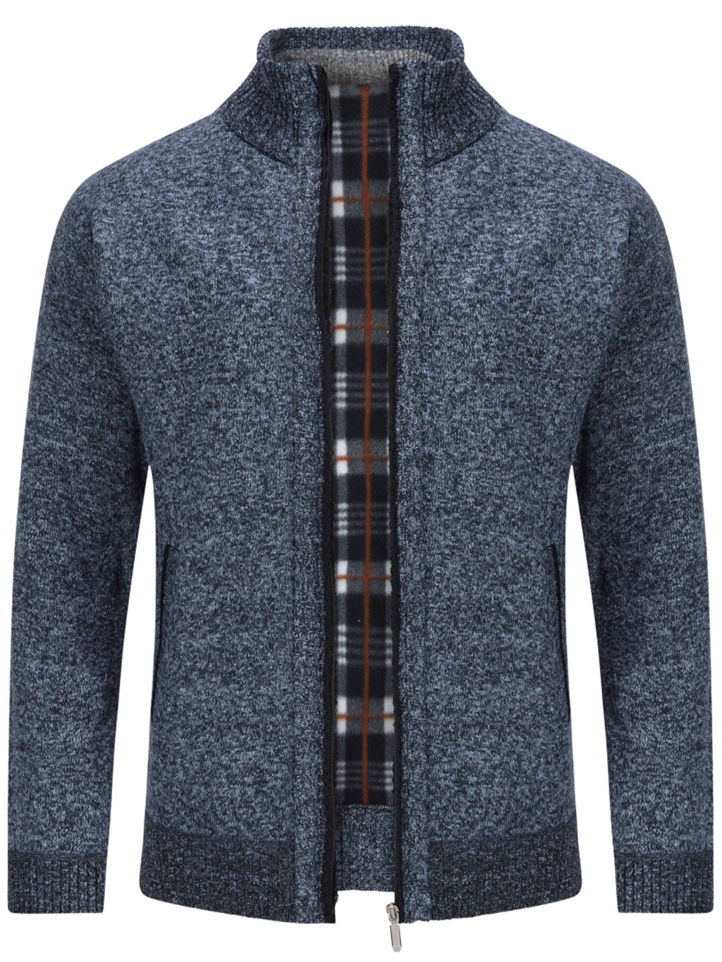 ALLTHEMEN Knit Cardigan in Blue: front