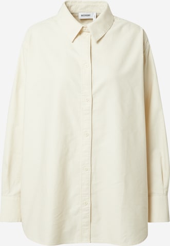 WEEKDAY Блуза 'Edyn' в бяло: отпред