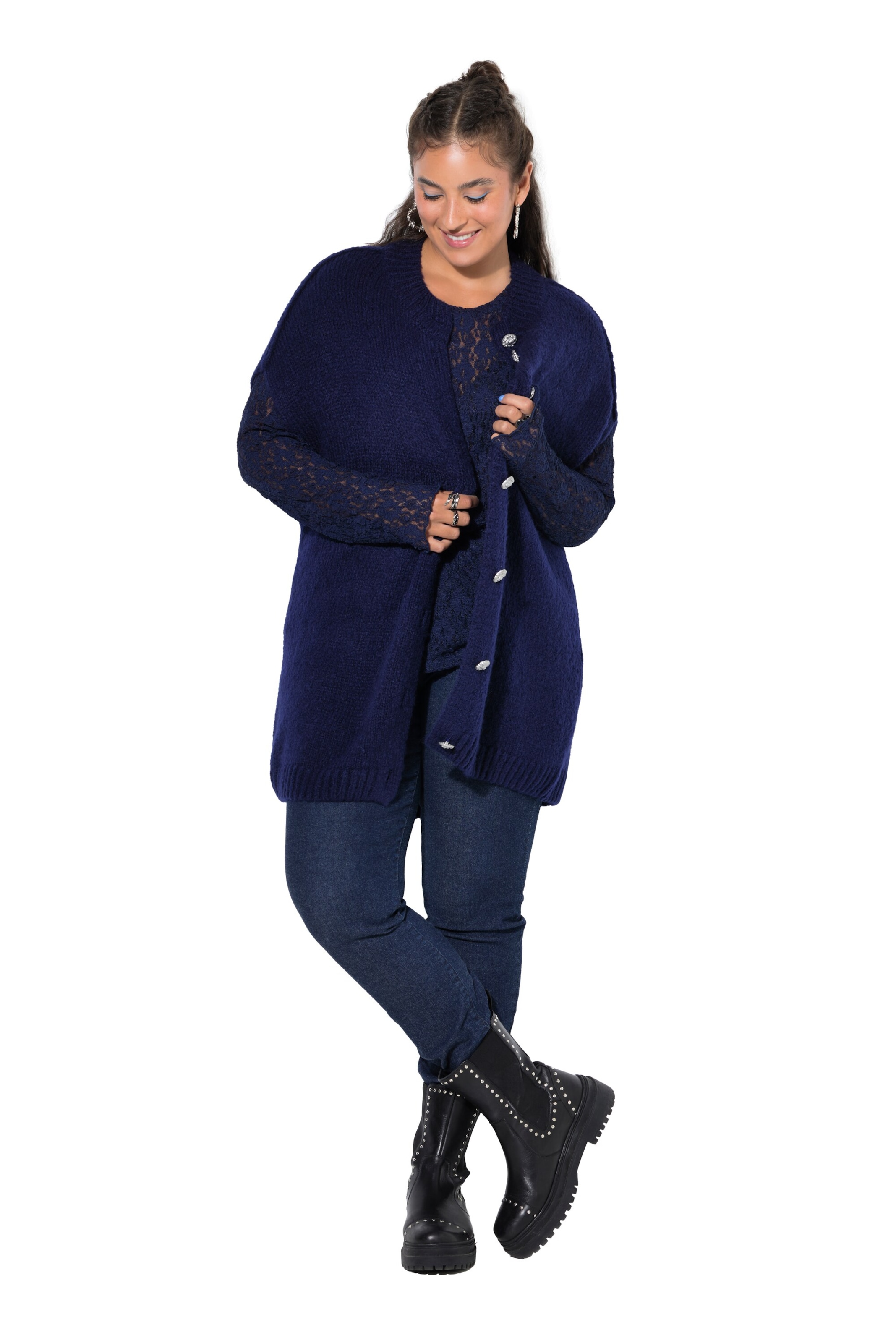 Studio Untold Gebreid vest in Blauw: voorkant