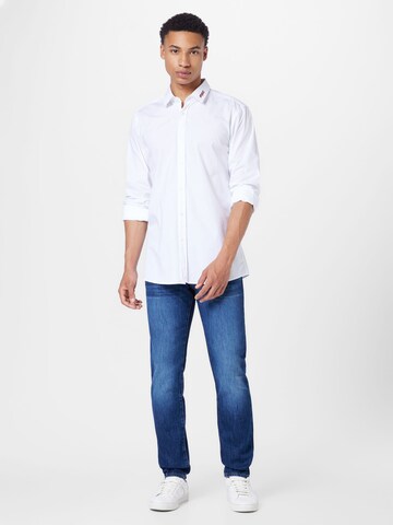 HUGO Slim Fit Hemd 'Elisha' in Weiß