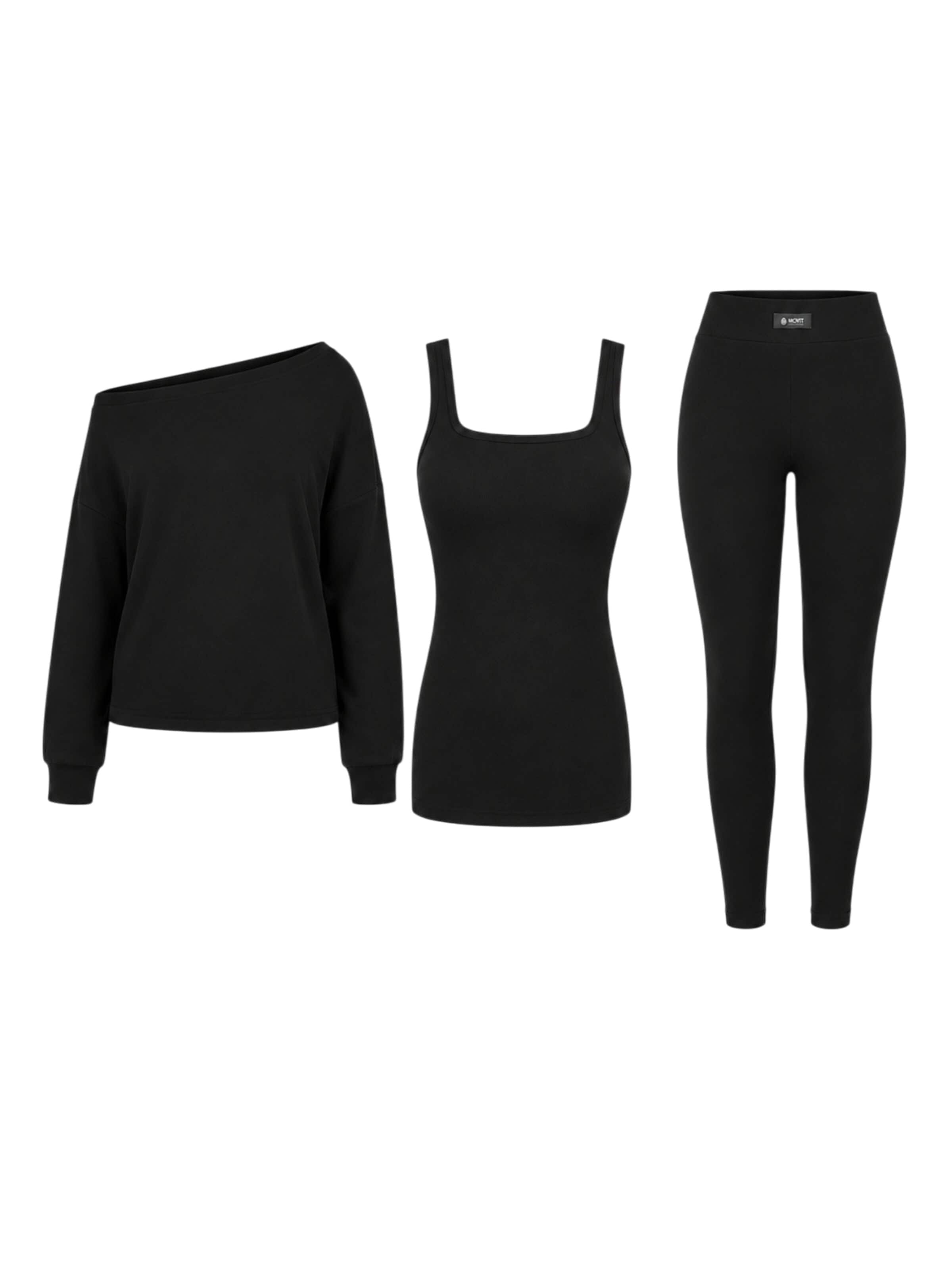 Mowi Fit Tracksuit in Black: front