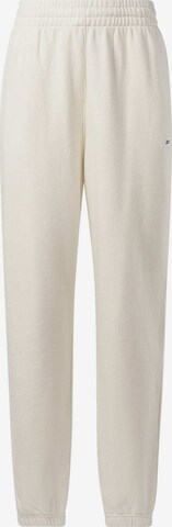 Reebok Tapered Workout Pants in White: front