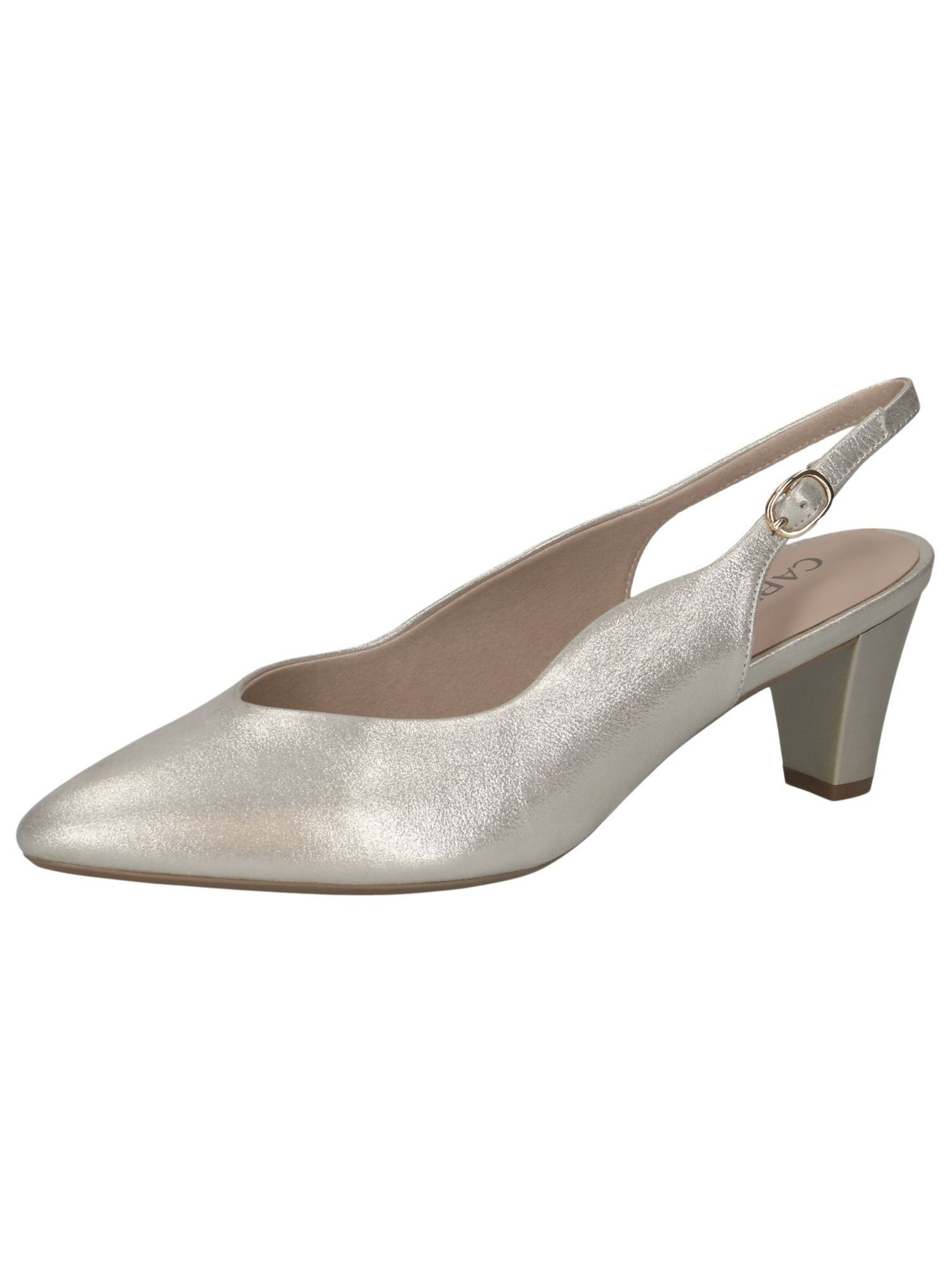 CAPRICE Slingback Pumps in Silver: front