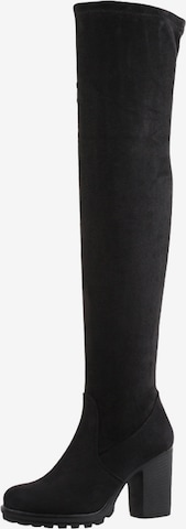 Elara Overknees in Black: front