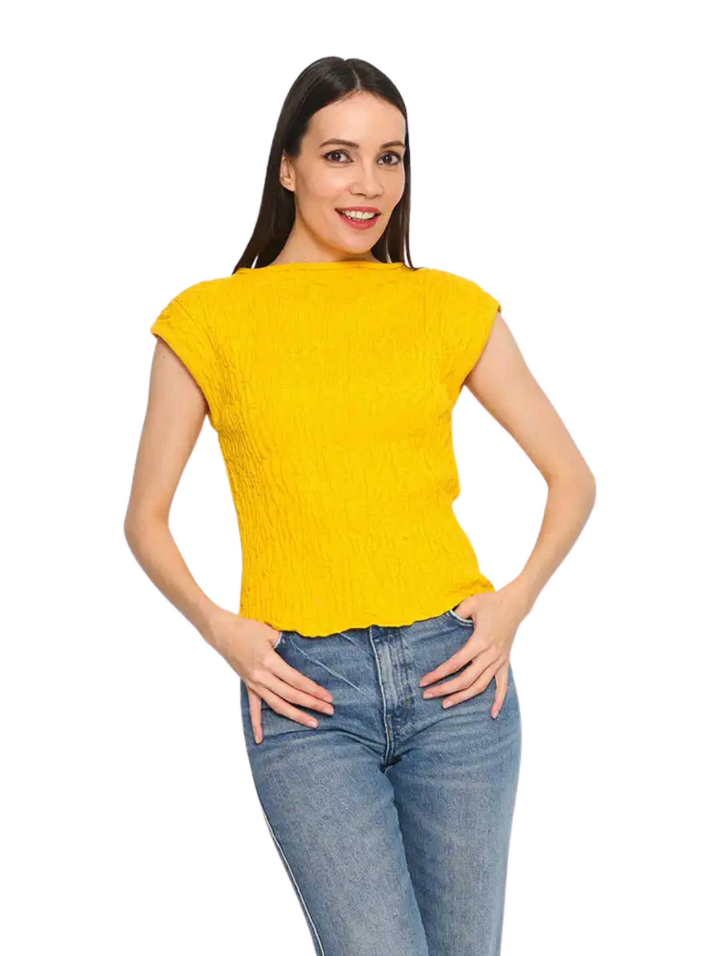 Süel knitwear Sticktop 'Wrinkled Texture'‌‌‌‌ in Gelb