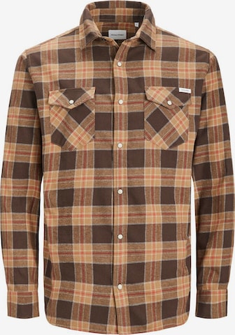 JACK & JONES Button Up Shirt 'Sheridan' in Brown: front