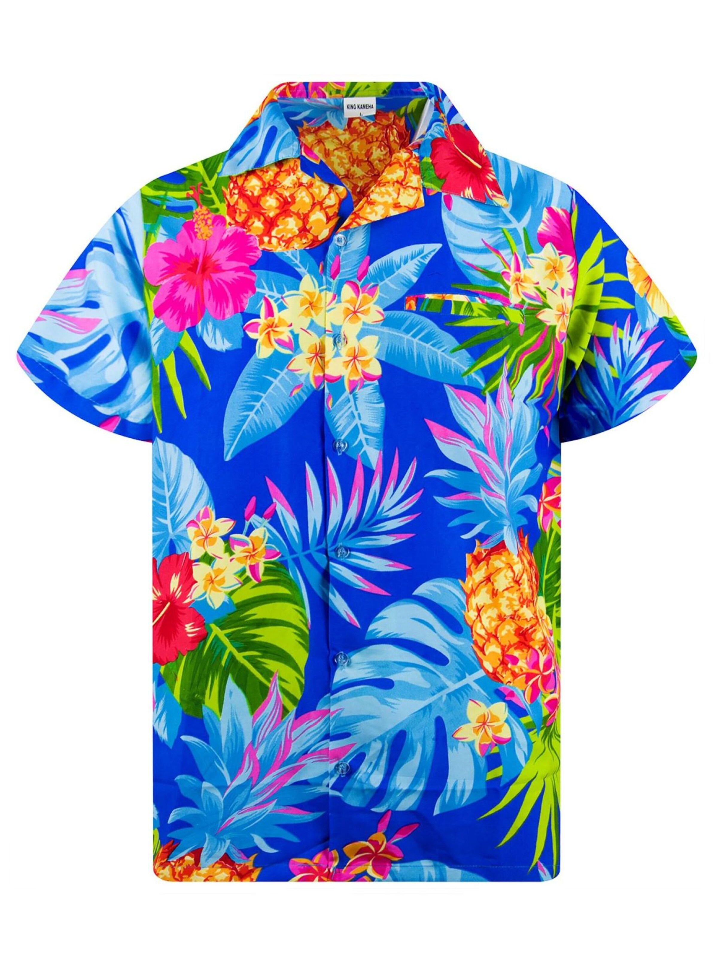King Kameha Shirt 'Pineapple'‌‌‌‌‌ in Blau: Vorderseite
