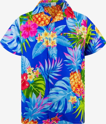King Kameha Shirt 'Pineapple' in Blue: front