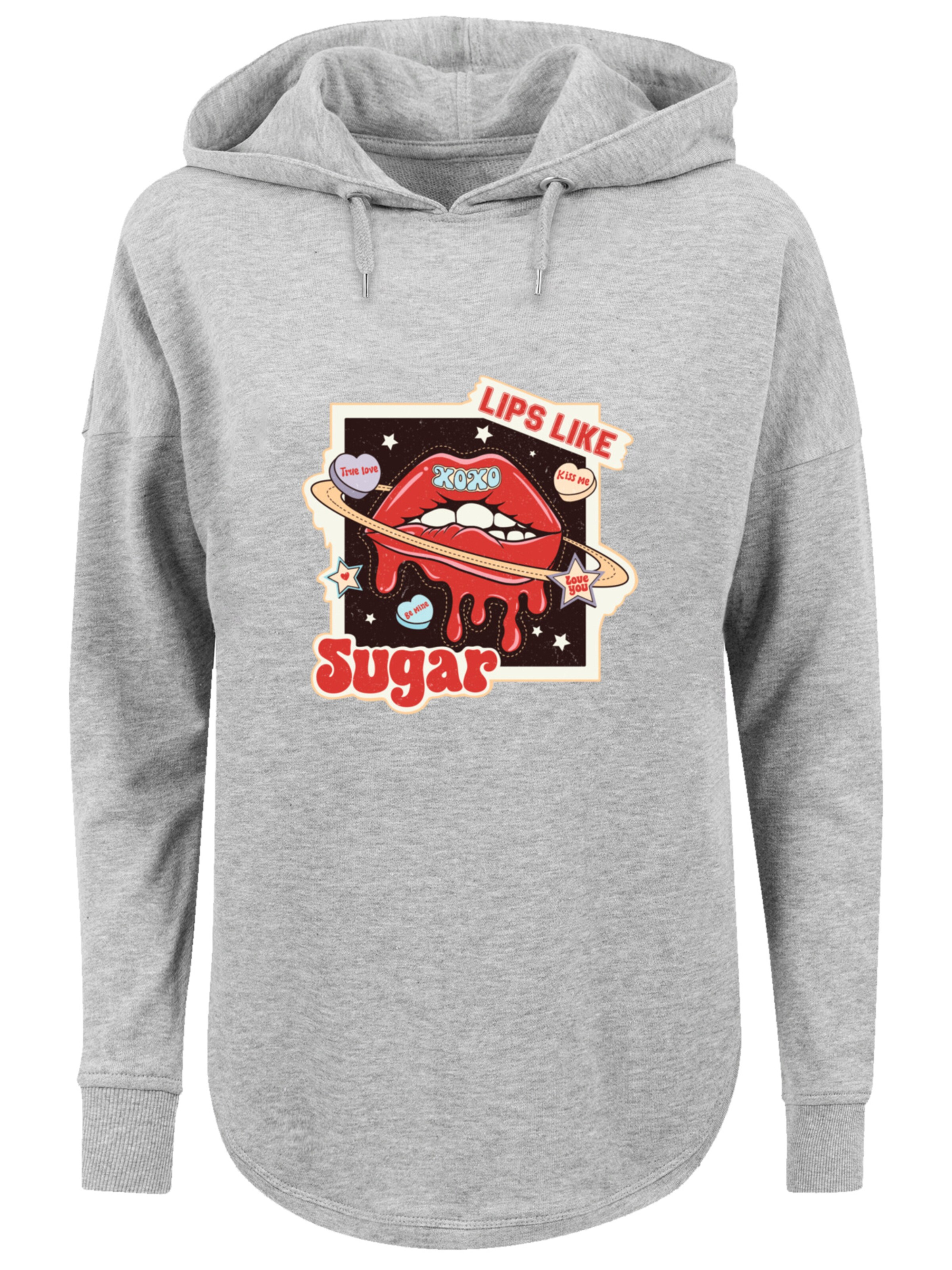 Sweat-shirt 'Lips like sugar retro fashion Valentinstag' F4NT4STIC en gris : devant