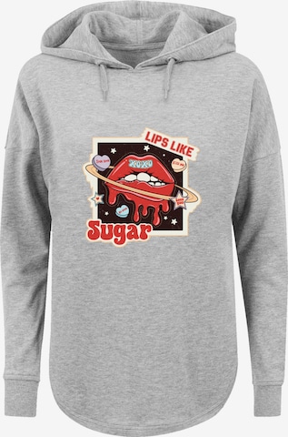 F4NT4STIC Sweatshirt 'Lips like sugar retro fashion Valentinstag' in Grau: Vorderseite