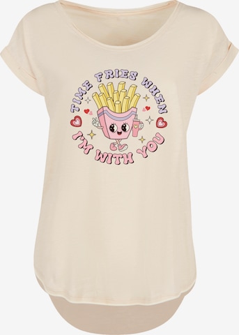F4NT4STIC Shirt 'Time Fries when I am with you Valentinstag' in Beige: voorkant