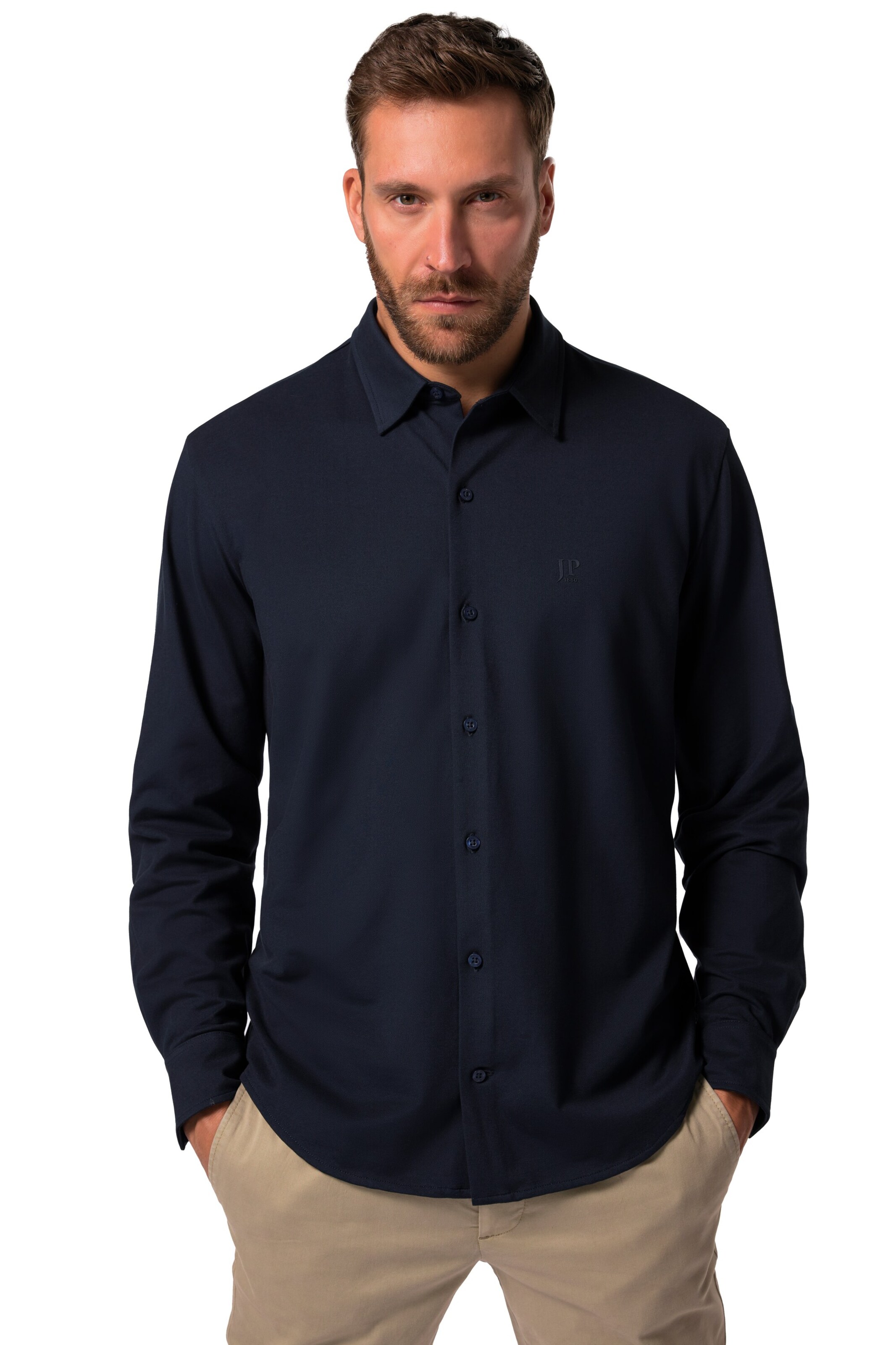 JP1880 Regular fit Overhemd in Blauw: voorkant