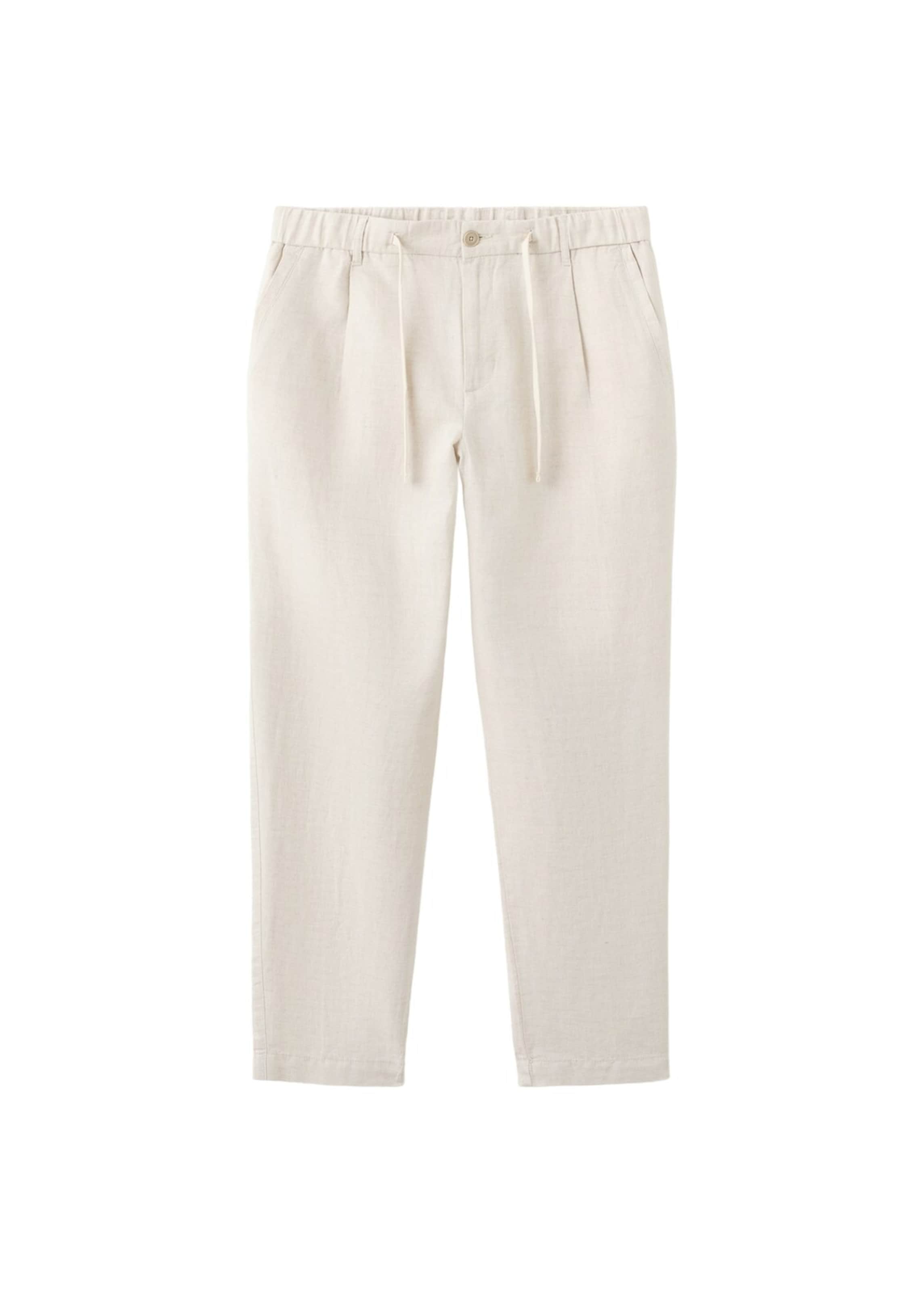 MANGO MAN Slim fit Pleat-Front Pants 'Romelino' in Beige: front