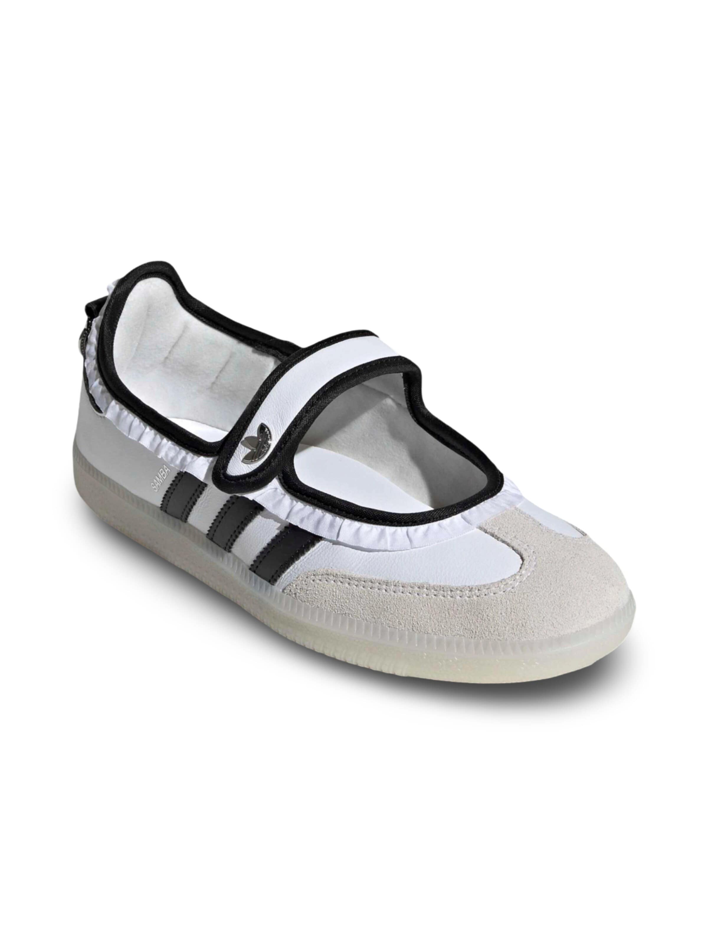 ADIDAS ORIGINALS Ballet Flats with Strap 'adidas Samba Jane Ruffle White Black' in White: front