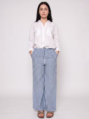 Thinking MU Luźne Spodnie 'BEGUR STRIPES BRIGITTE PANTS BLUE' w kolorze niebieski: przód