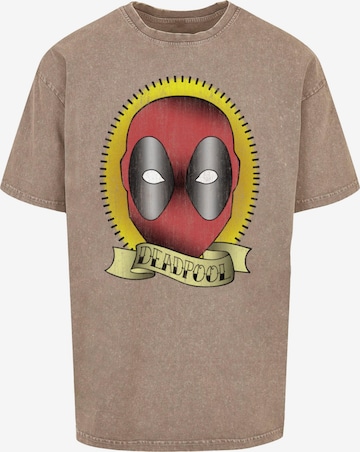 ABSOLUTE CULT Shirt 'Deadpool - Tattoo' in Beige: voorkant