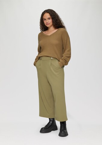QS Wide leg Pleat-front trousers in Green
