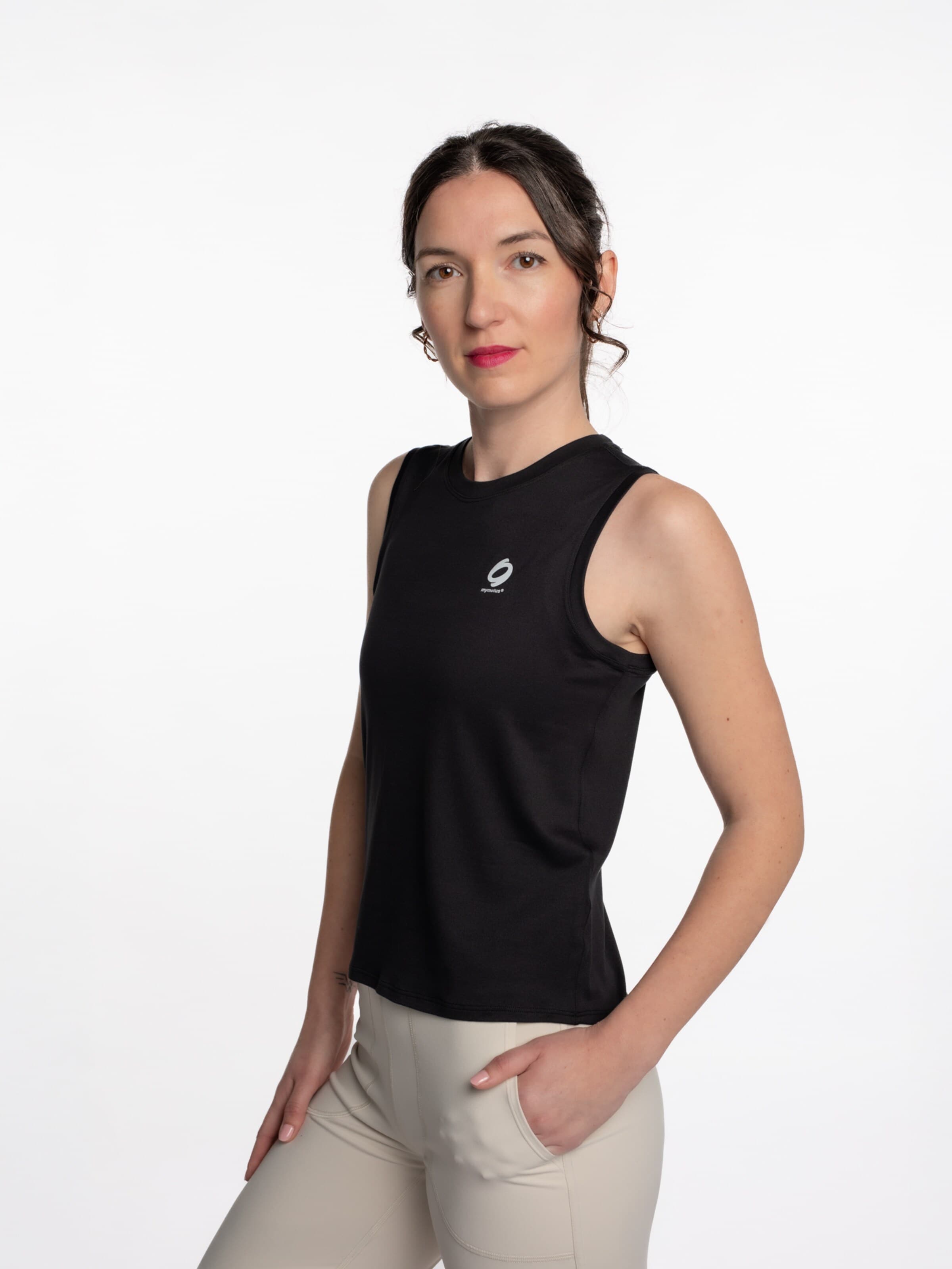 mymotus Sportovní top 'mymotu®, ladies top with details, YW11' – černá