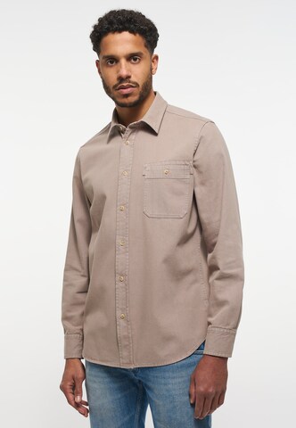 MUSTANG Regular fit Button Up Shirt in Brown