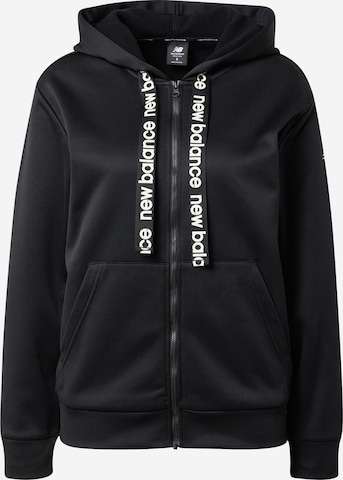 new balance - Sudadera con cremallera deportiva en negro: frente