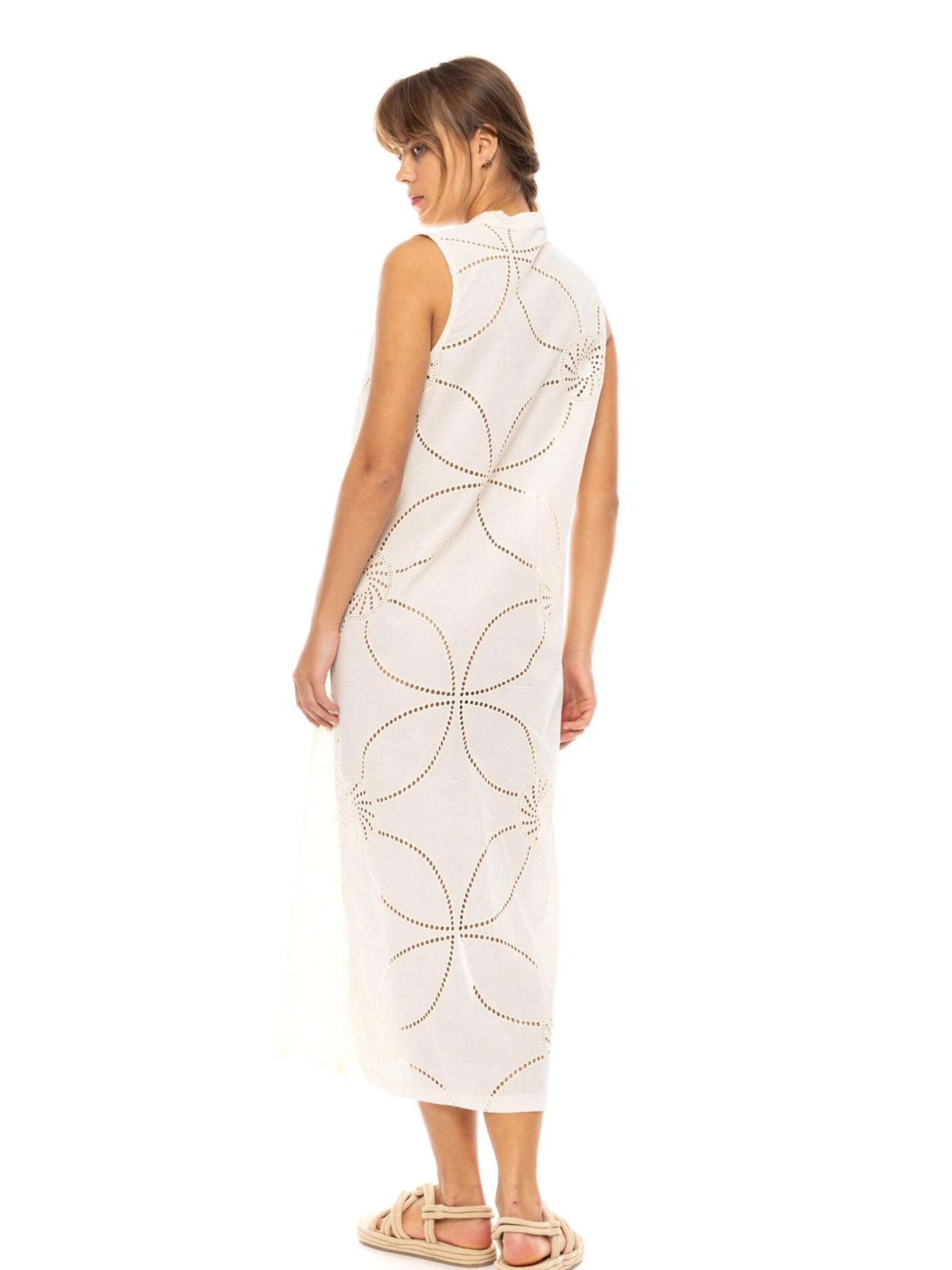 Pink Label Καλοκαιρινό φόρεμα 'BEACHWEAR MOON EMBRODERY' σε λευκό