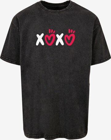 Merchcode Shirt 'Valentines Day - XOXO' in Zwart: voorkant