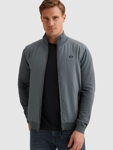 Vestes en maille 'Cardigan in cotton/modal with zipper closure' VANGUARD en bleu : devant