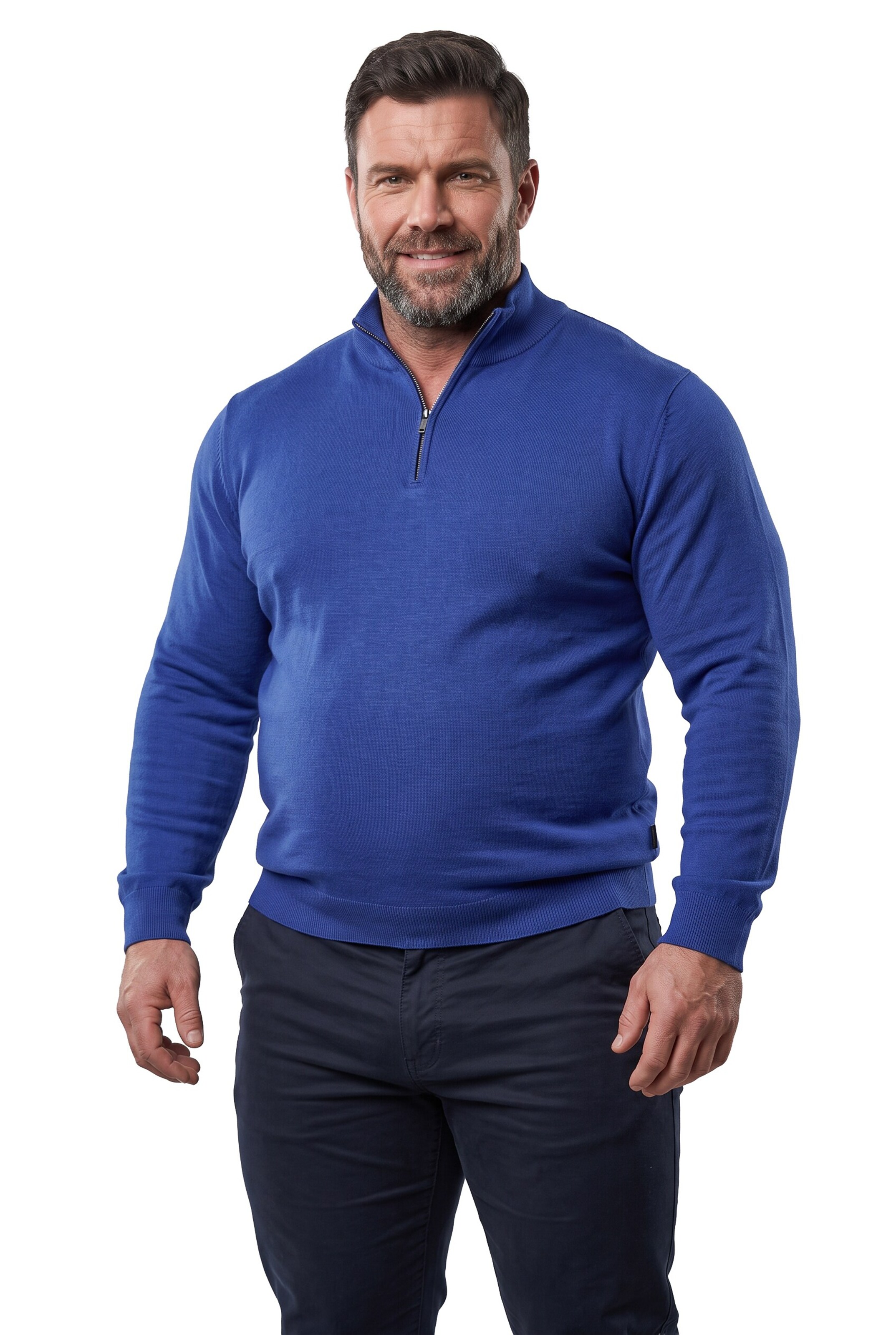 Men Plus Pullover in Blau: Vorderseite