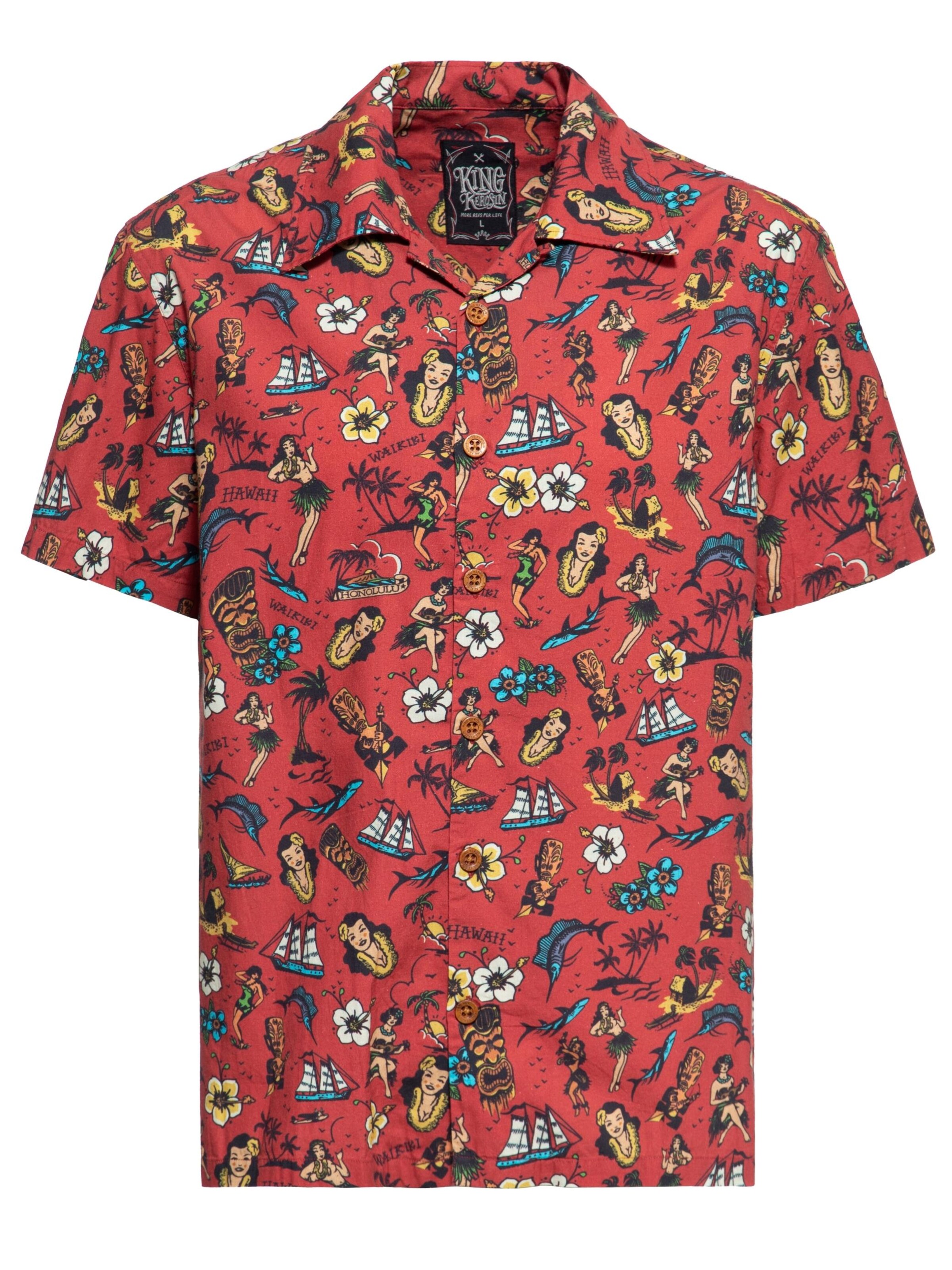 King Kerosin Regular Fit Hemd‌‌‌‌‌‌‌‌ in Rot: Vorderseite