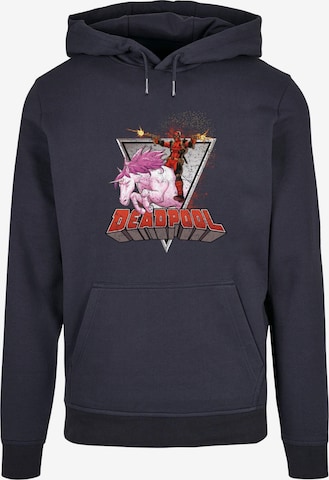 ABSOLUTE CULT Sweatshirt 'Deadpool - Rides A Unicorn' in Blauw: voorkant