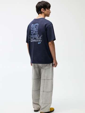 Pull&Bear T-Shirt 'PATH TO SELF DISCOVERY' in Blau