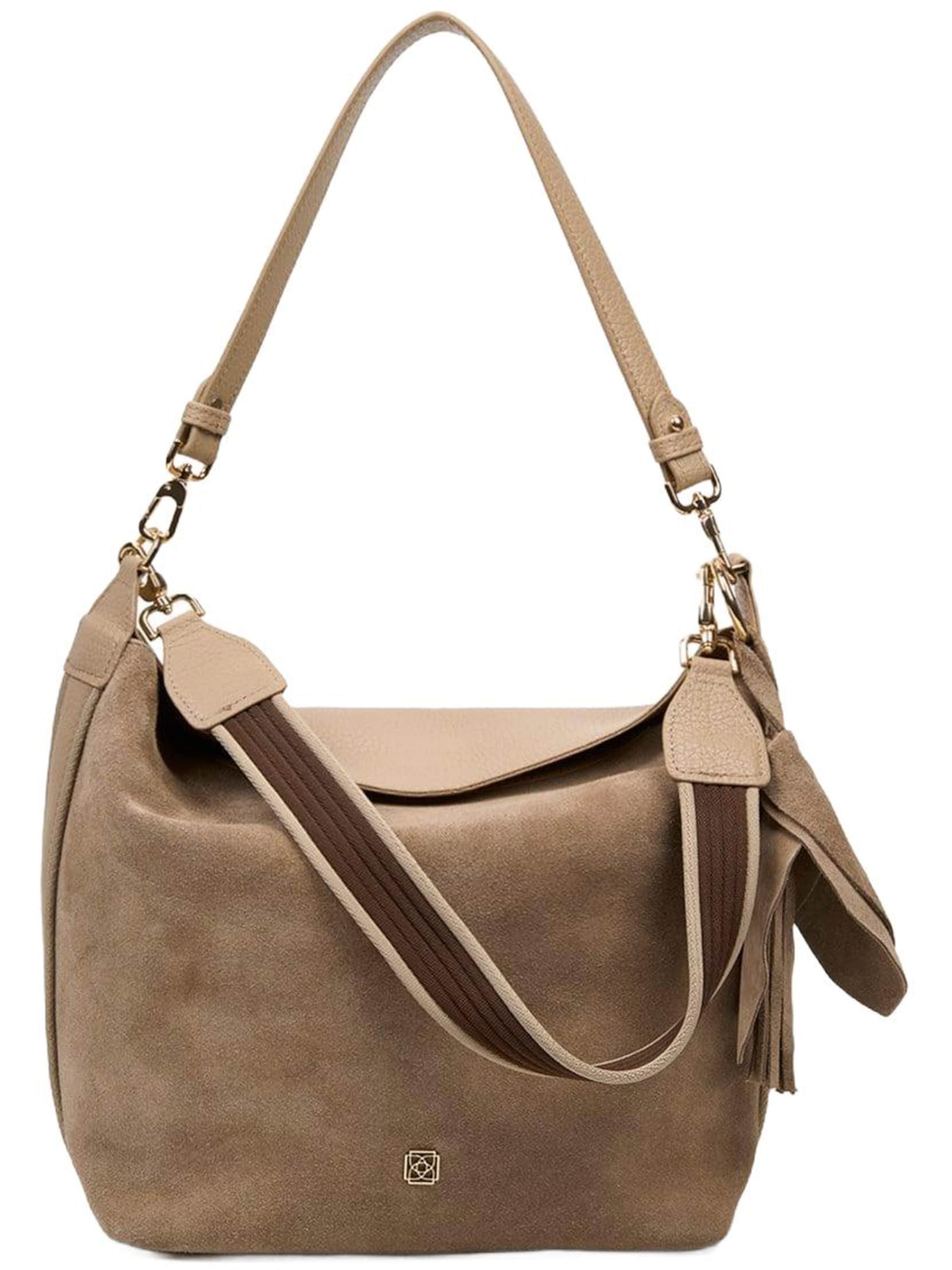 Desa Schoudertas 'DESA Damen-Schultertasche mit Quasten-Detail' in Beige: voorkant