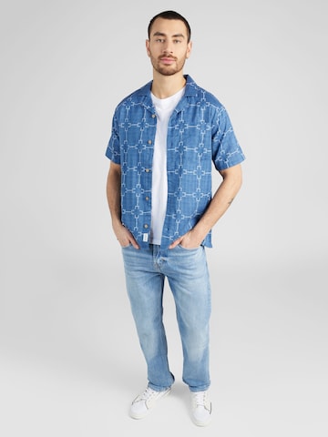 HOLLISTER Regular fit Button Up Shirt 'AMERICANA' in Blue