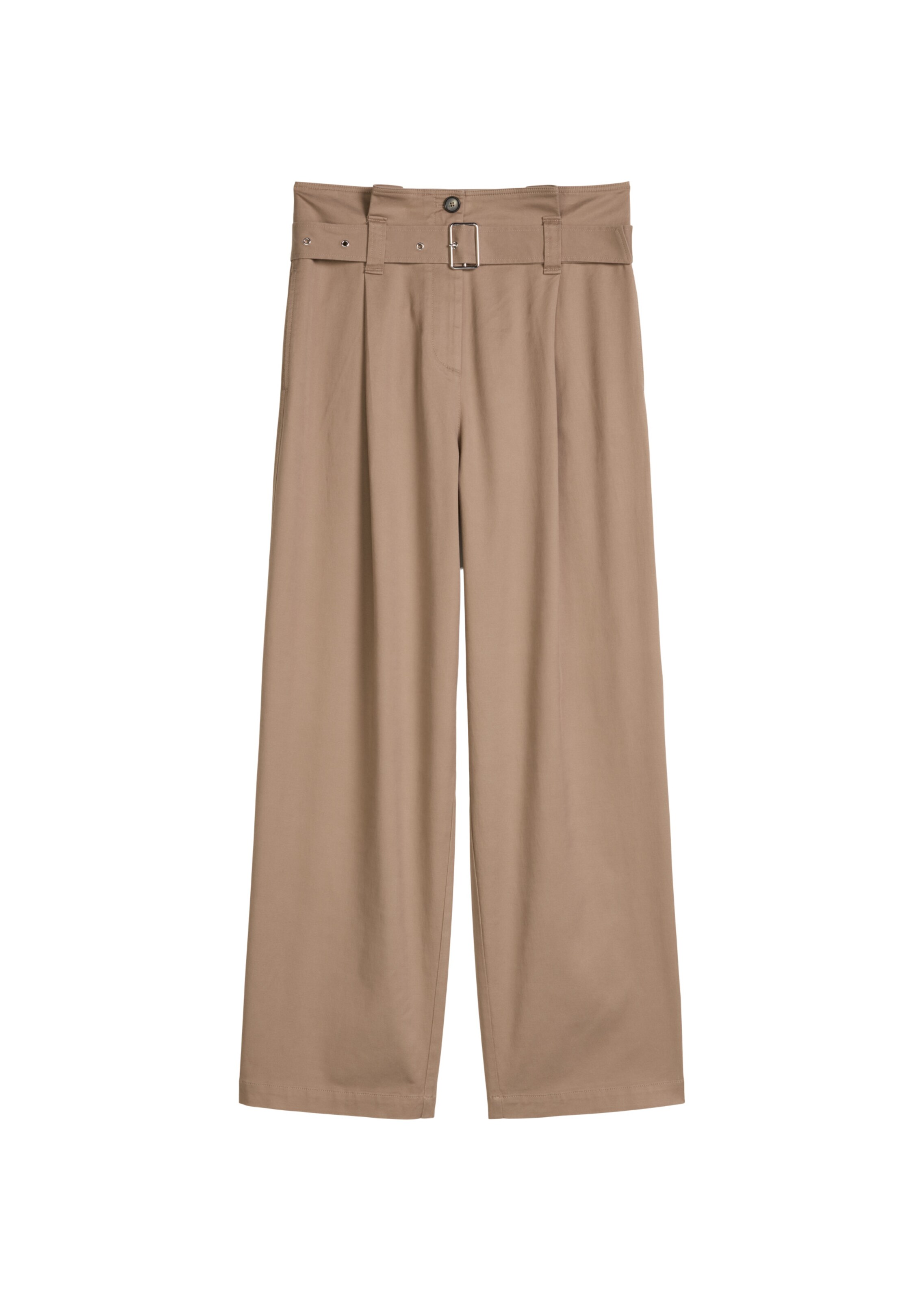 Marc O'Polo Wide leg Pleat-front trousers in Brown: front